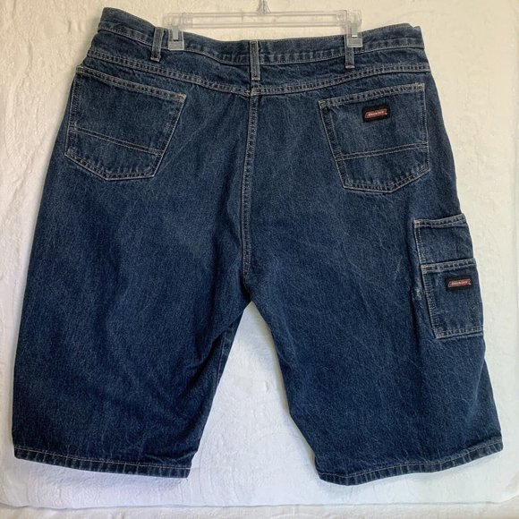 Dickies Carpenter Shorts Mens 42 Loose Fit Y2K Distressed Blue Denim - Picture 3 of 10